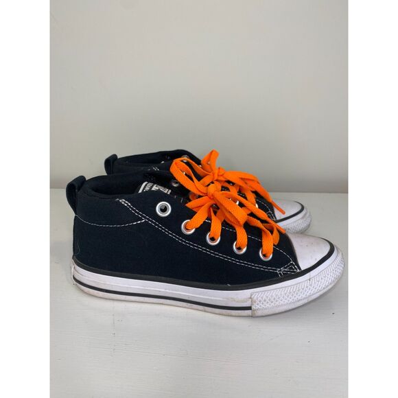 Converse Chuck Taylor Black Canvas Sneaker Mid Top Casual Youth 2 Orange - Picture 3 of 6